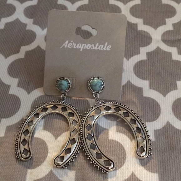 Aeropostale Jewelry - New Western Horseshoe & turquoise Earrings Aeropos